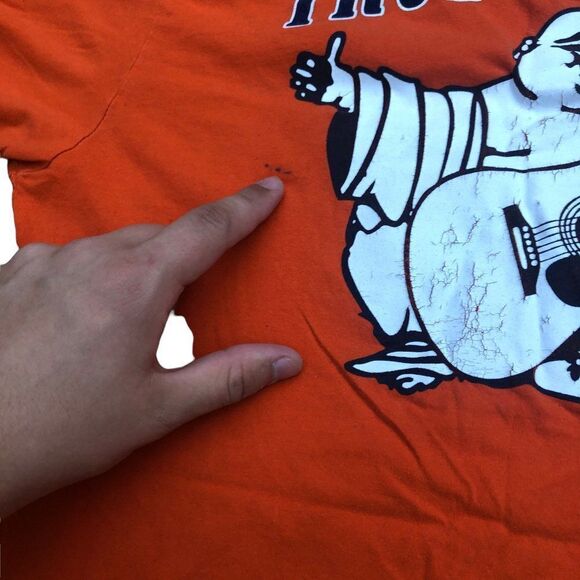 TRUE Religion T Shirt BUDDHA LOGO Shirt BIG LOGO Orange Large - Picture 7 of 12